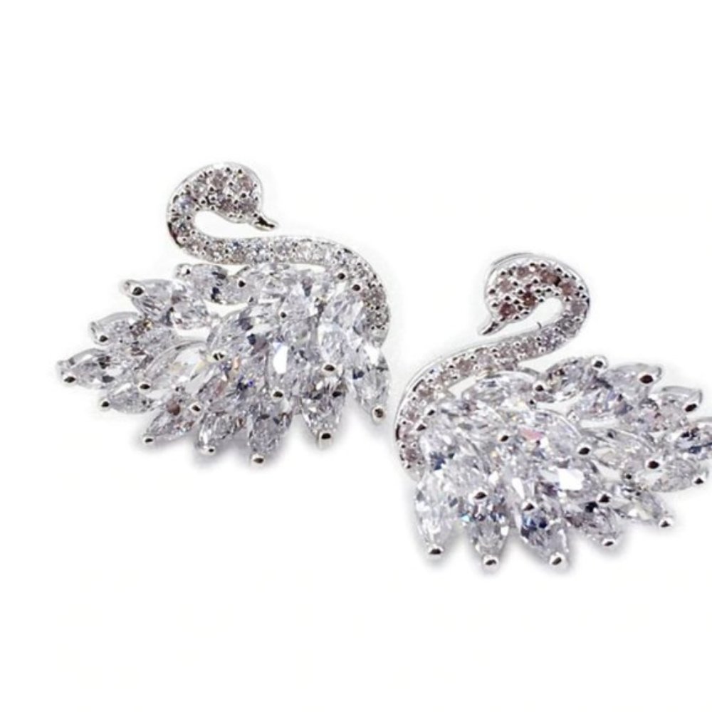 Crystals Swan Earrings